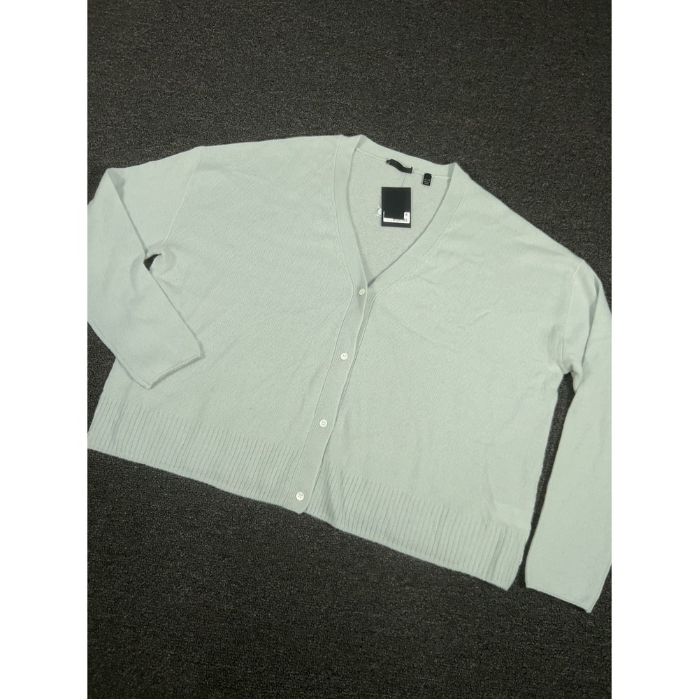 New ATM Anthony Thomas Melillo Cardigan Sweater Women's XL 100% Cashmere Frost